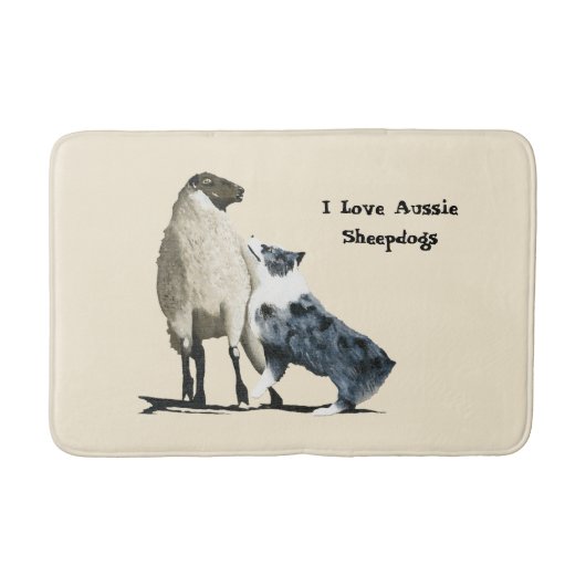Blue Merle Aussie Sheepdog Med Custom Bath Mat (Voorkant)