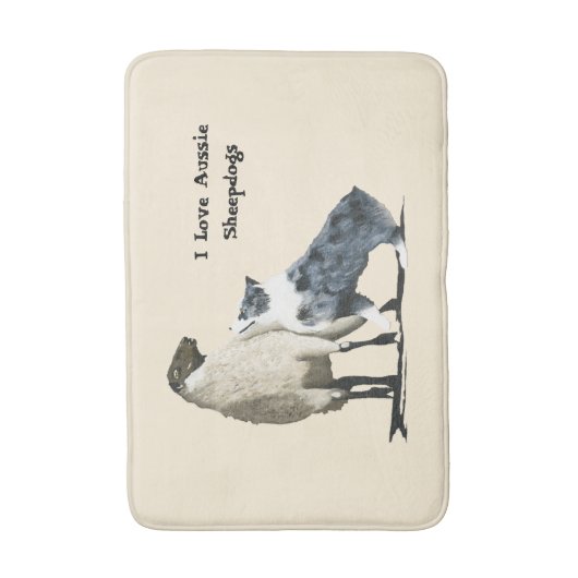 Blue Merle Aussie Sheepdog Med Custom Bath Mat (Voorkant Verticaal)