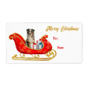 Blue Merle Australian Shepherd Dog Sleigh Gift Lab Etiket (Voorkant)