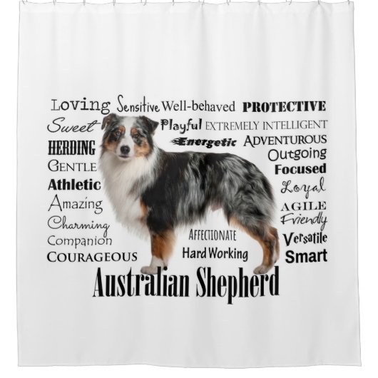 Blue Merle Australian Shepherd Douchegordijn (Voorkant)