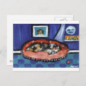Blue Merle Australian Shepherd in bed Briefkaart (Voorkant / Achterkant)