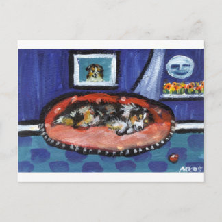 Blue Merle Australian Shepherd in bed Briefkaart