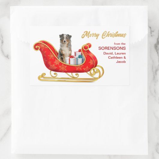 Blue Merle Australian Shepherd kerstdij Rechthoekige Sticker (Tas)