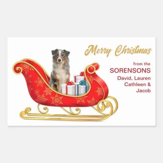 Blue Merle Australian Shepherd kerstdij Rechthoekige Sticker (Voorkant)