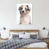 Blue Merle Australian Shepherd puppy close-up Canvas Afdruk (Insitu (Slaapkamer))