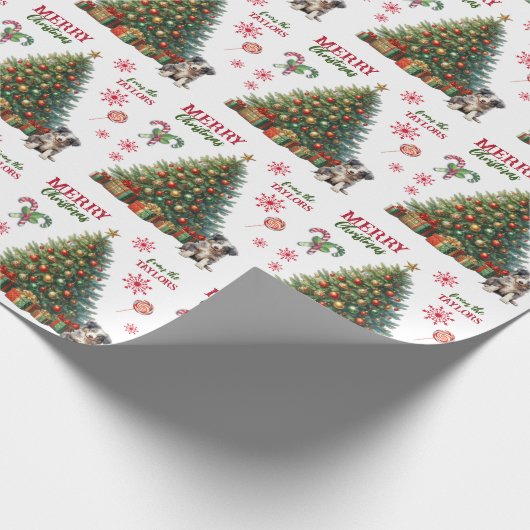 Blue Merle Australian Shepherd Puppy Vakantieboom Cadeaupapier (Hoek)