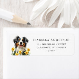 Blue Merle Australian Shepherd Spring narcissen Etiket