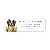 Blue Merle Australian Shepherd Spring narcissen Etiket (Voorkant)