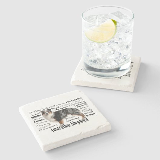 Blue Merle Australian Shepherd Stenen Onderzetter (Zijkant)