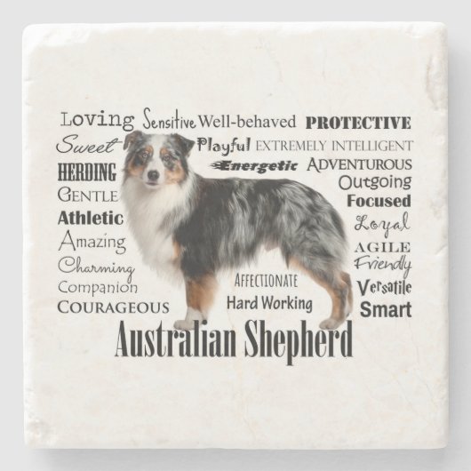 Blue Merle Australian Shepherd Stenen Onderzetter (Voorkant)