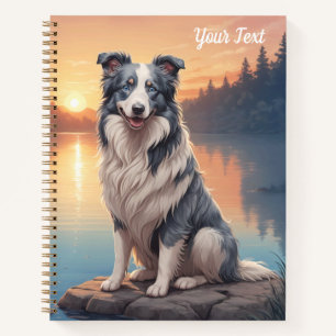Blue Merle Border Collie bij het meer Notitieboek