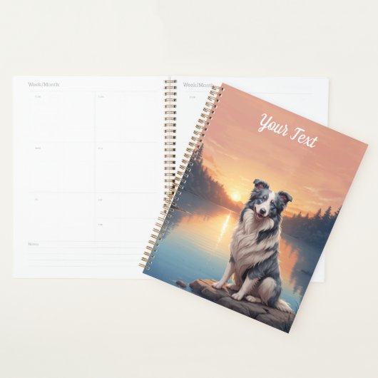 Blue Merle Border Collie bij het meer Planner (Display)