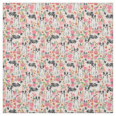 Blue Merle Border Collie  roze florals Stof (Swatch)