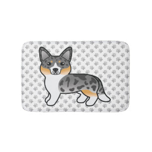 Blue Merle Cardigan Welsh Corgi Cartoon Dog Badmat