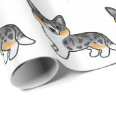 Blue Merle Cardigan Welsh Corgi Cartoon Dog Cadeaupapier (Rol Hoek)