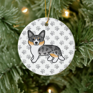 Blue Merle Cardigan Welsh Corgi Cartoon Dog Keramisch Ornament