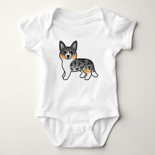 Blue Merle Cardigan Welsh Corgi Cartoon Dog Romper (Voorkant)