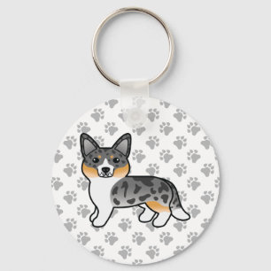 Blue Merle Cardigan Welsh Corgi Cartoon Dog Sleutelhanger
