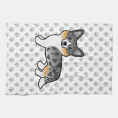 Blue Merle Cardigan Welsh Corgi Cartoon Dog Theedoek (Horizontaal)