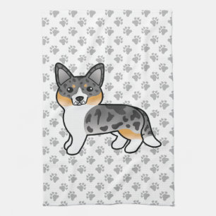 Blue Merle Cardigan Welsh Corgi Cartoon Dog Theedoek