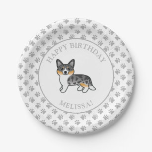Blue Merle Cardigan Welsh Corgi Dog Birthday Party Papieren Bordje