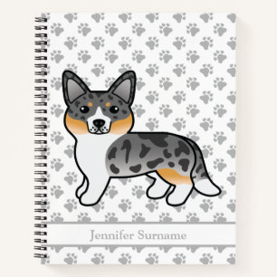 Blue Merle Cardigan Welsh Corgi Dog en Custom Text Notitieboek