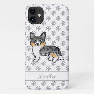 Blue Merle Cardigan Welsh Corgi Dog & Name Case-Mate iPhone Case