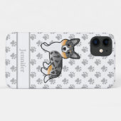 Blue Merle Cardigan Welsh Corgi Dog & Name Case-Mate iPhone Case (Achterkant (horizontaal))