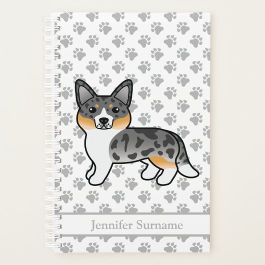 Blue Merle Cardigan Welsh Corgi Dog & Text Planner (Voorkant)