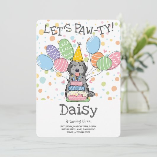 Blue Merle Cockapoo Cavapoo Hond Verjaardagsfeest Kaart (Staand voorkant)