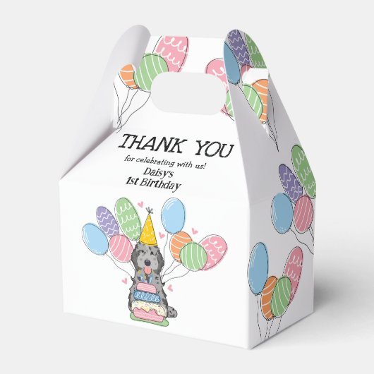 Blue Merle Cockapoo Cavapoo Verjaardag Bedankt Bedankdoosjes (Voorkant Zijde)