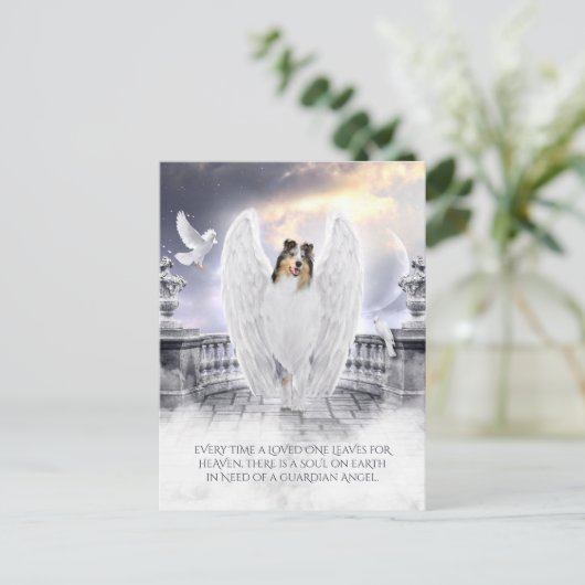 Blue Merle Collie Angel Heaven - Pet Loss Sympathi Briefkaart (Staand voorkant)