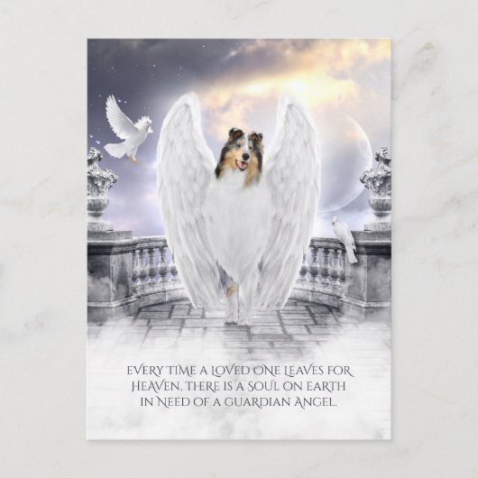 Blue Merle Collie Angel Heaven - Pet Loss Sympathi Briefkaart (Voorkant)