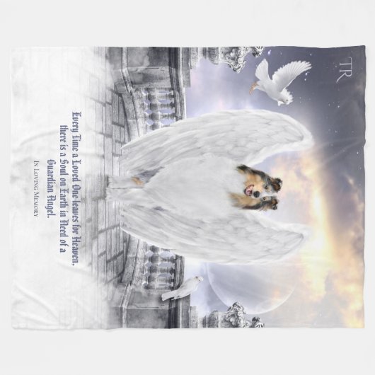 Blue Merle Collie Angel in Dog Heaven, Keepslag - Fleece Deken (Voorkant (Horizontaal))