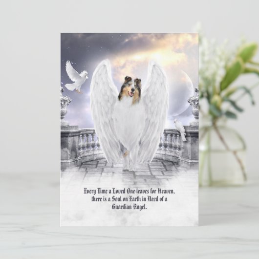 Blue Merle Collie Angel - Pet Losse Sympathiekaart (Staand voorkant)