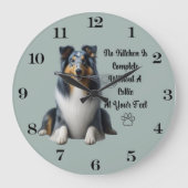 Blue Merle Collie Clock Grote Klok (Voorkant)