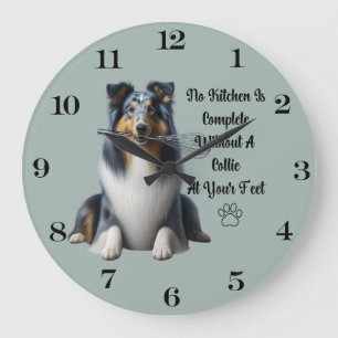 Blue Merle Collie Clock Grote Klok