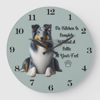 Blue Merle Collie Clock Grote Klok