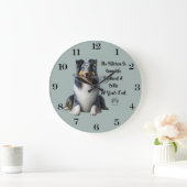 Blue Merle Collie Clock Grote Klok (Huis)