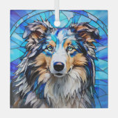 Blue Merle Collie Dog "Glas in lood" Glas Ornament (Voorkant)
