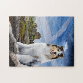 Blue Merle Collie, Eilean Donan & Scotland Flag - Legpuzzel (Horizontaal)