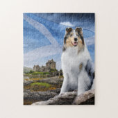 Blue Merle Collie, Eilean Donan & Scotland Flag - Legpuzzel (Verticaal)
