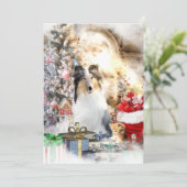 Blue Merle Collie & Kat, Merry Kerstmis - Kaart (Staand voorkant)