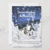 Blue Merle Collie & Lambs in SneeuwkerstKaart (Voorkant)