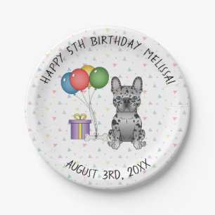 Blue Merle French Bulldog Cartoon Dog Birthday Papieren Bordje
