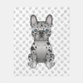 Blue Merle French Bulldog / Frenchie Cartoon Dog Fleece Deken (Voorkant)