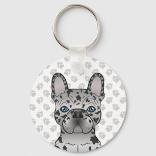 Blue Merle French Bulldog / Frenchie Cartoon Dog Sleutelhanger