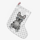 Blue Merle French Bulldog Frenchie Cute Dog & Name Grote Kerstsok (Voorkant (Hangend))