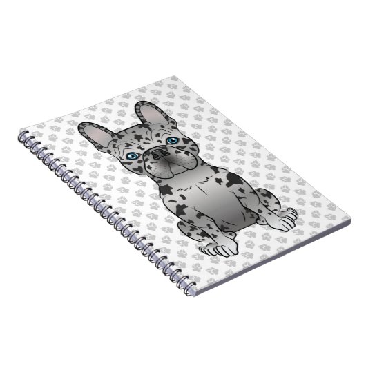 Blue Merle French Bulldog Frenchie Cute Dog & Paws Notitieboek (Rechterzijde)