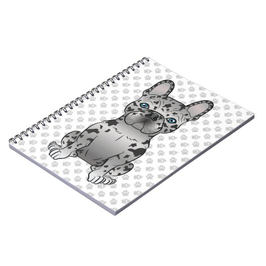 Blue Merle French Bulldog Frenchie Cute Dog & Paws Notitieboek (Linkerzijde)